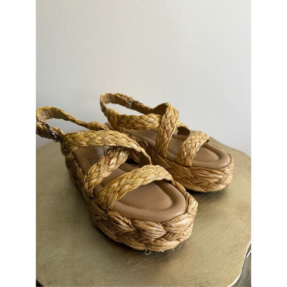 Marc Fisher Genie Espadrille Platform Sandal 6M Raffia Summer Strappy Feminine - Picture 3 of 12